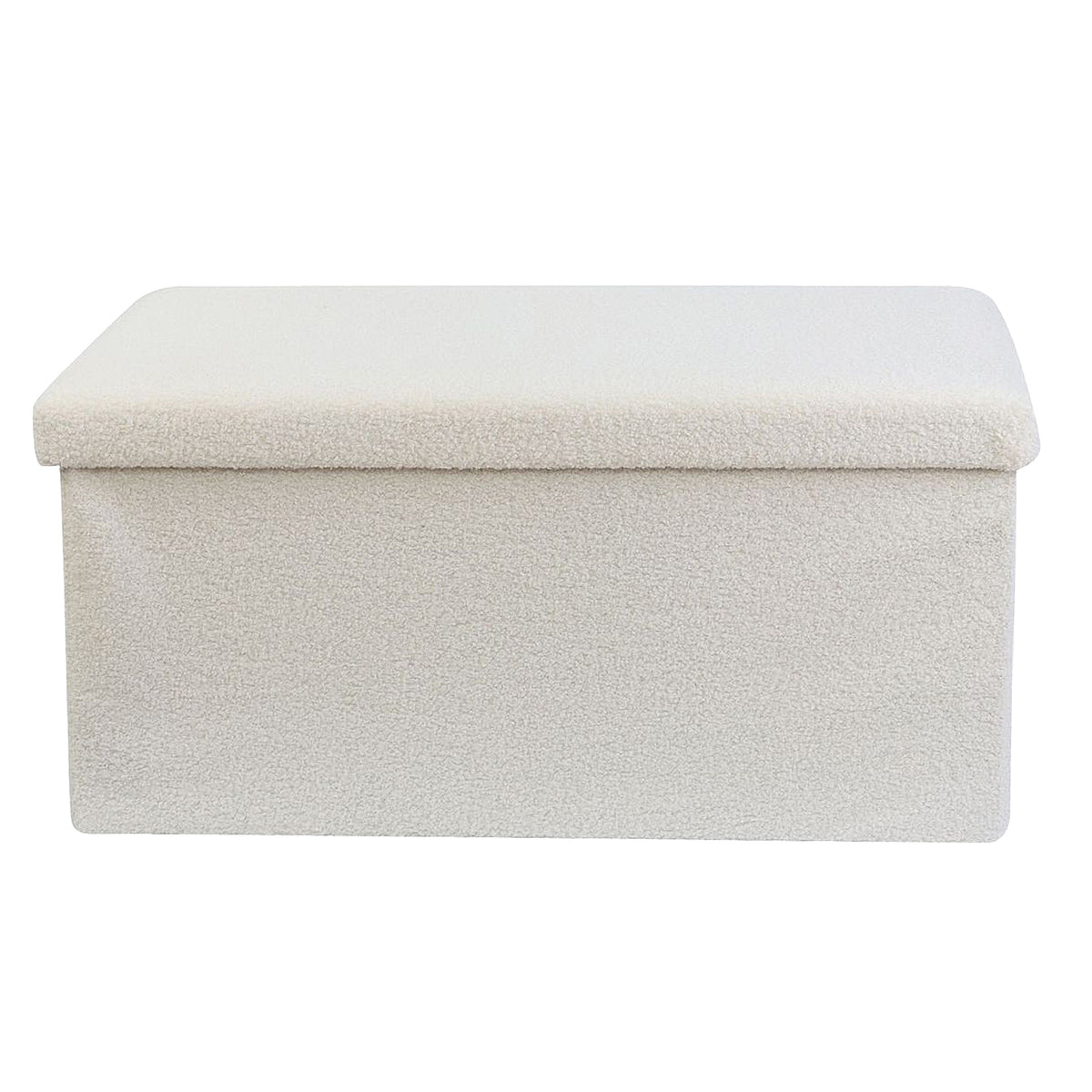 Cream & White Teddy Bouclé Foldable Storage Ottoman Box by Daniel James