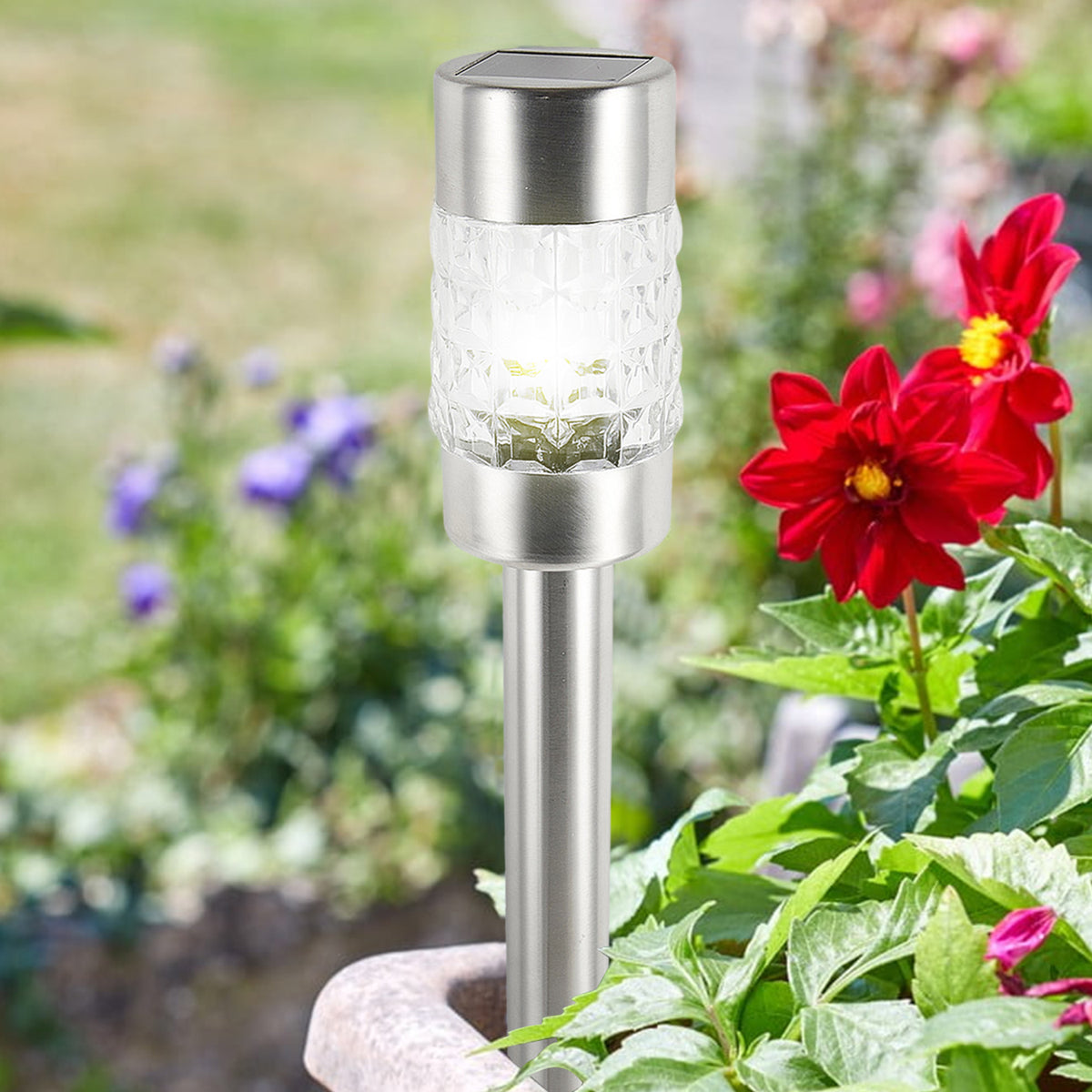Solar Bollard Stake Lights – Regular or Large |  Pack of 1, 2 or 4