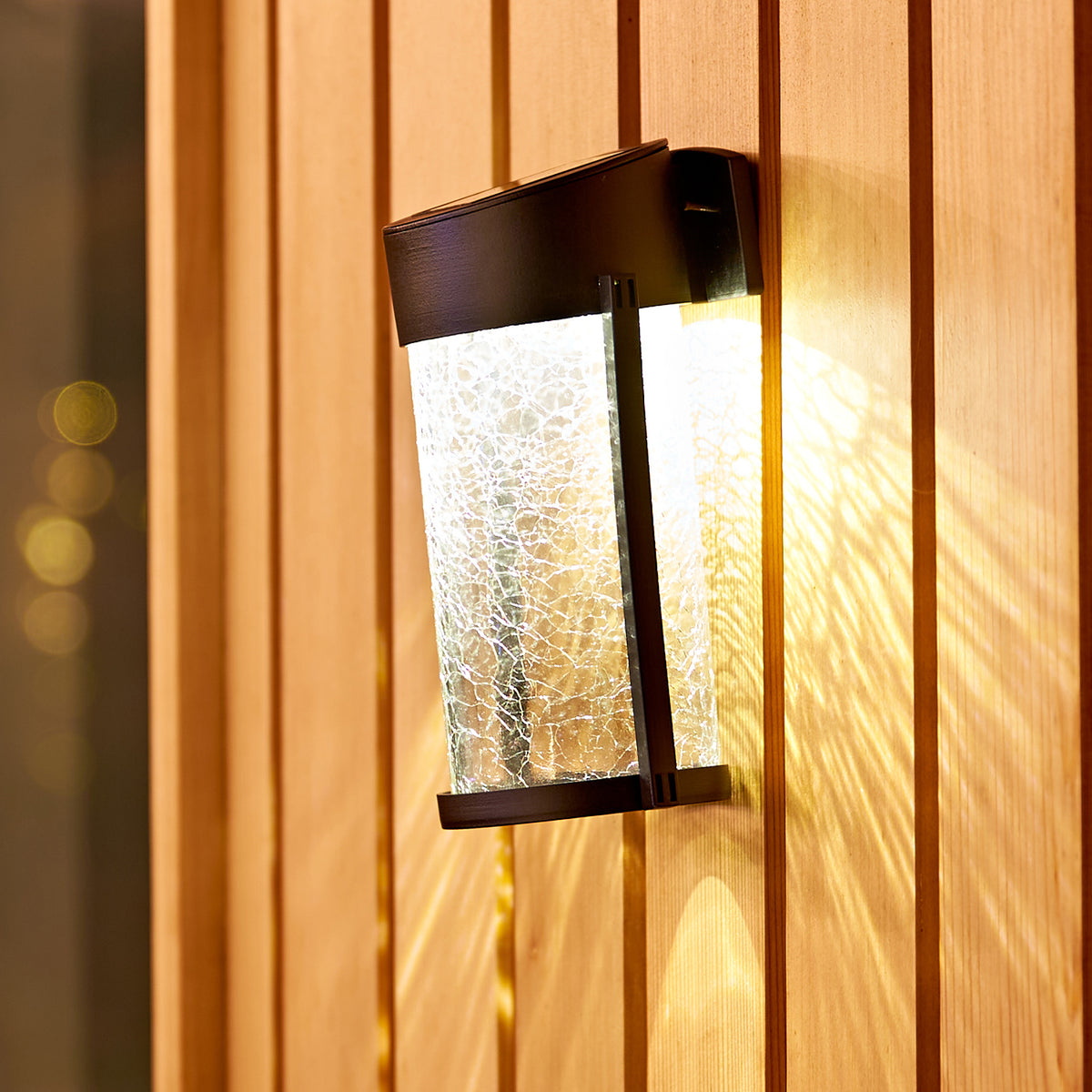 Set of 2 Solar Crackled Glass Wall Lights