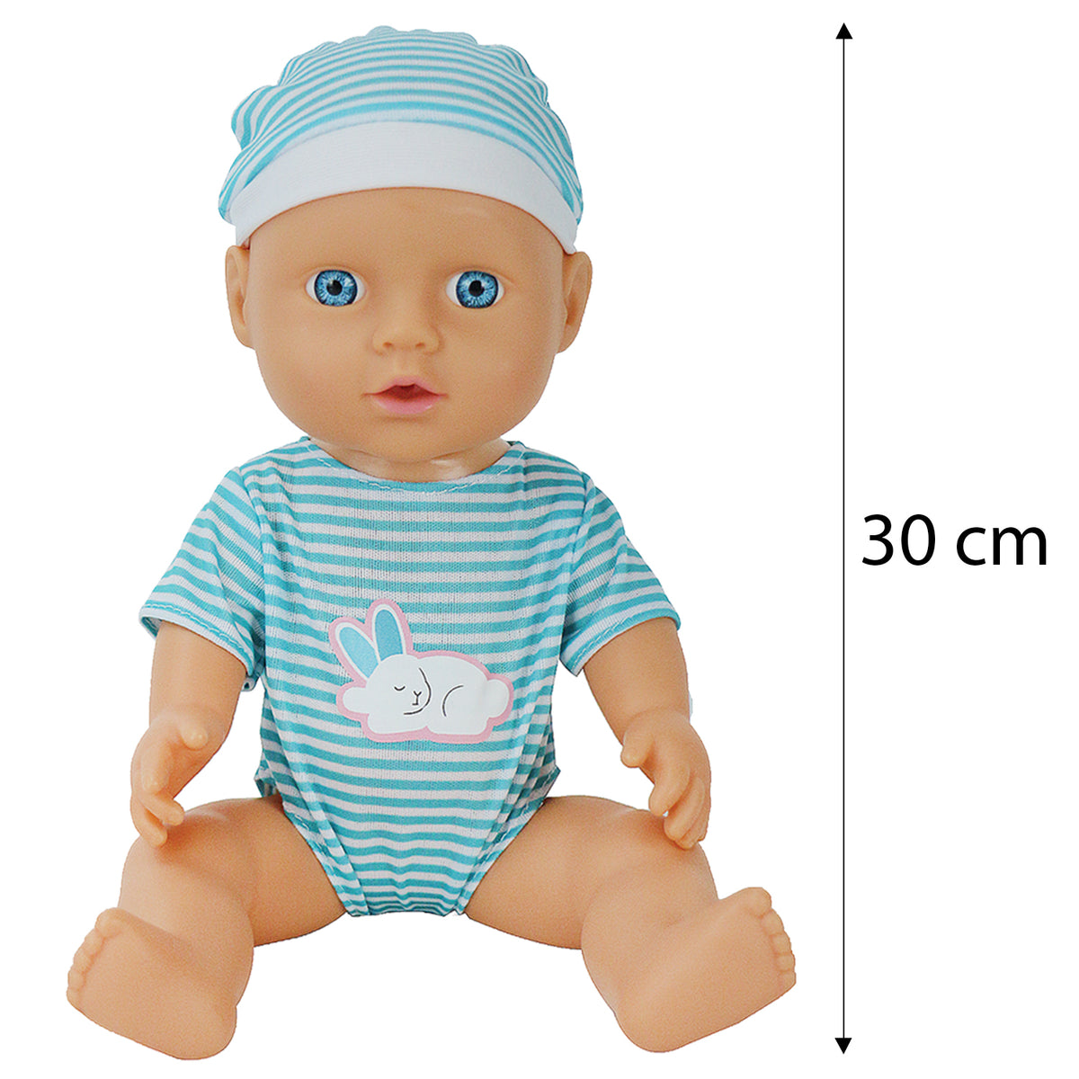 30cm Hard Body Baby Doll with Bottle | Pink or Blue Style