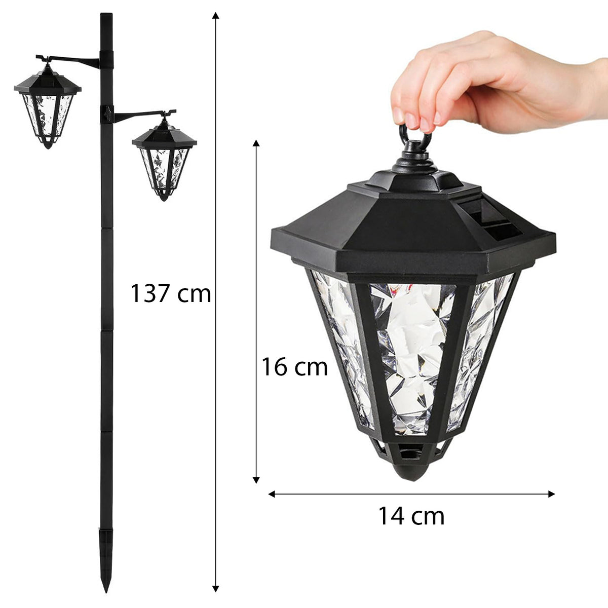 1.4 Metre Large Solar Lamp Post Light - Pack of 1 or 2