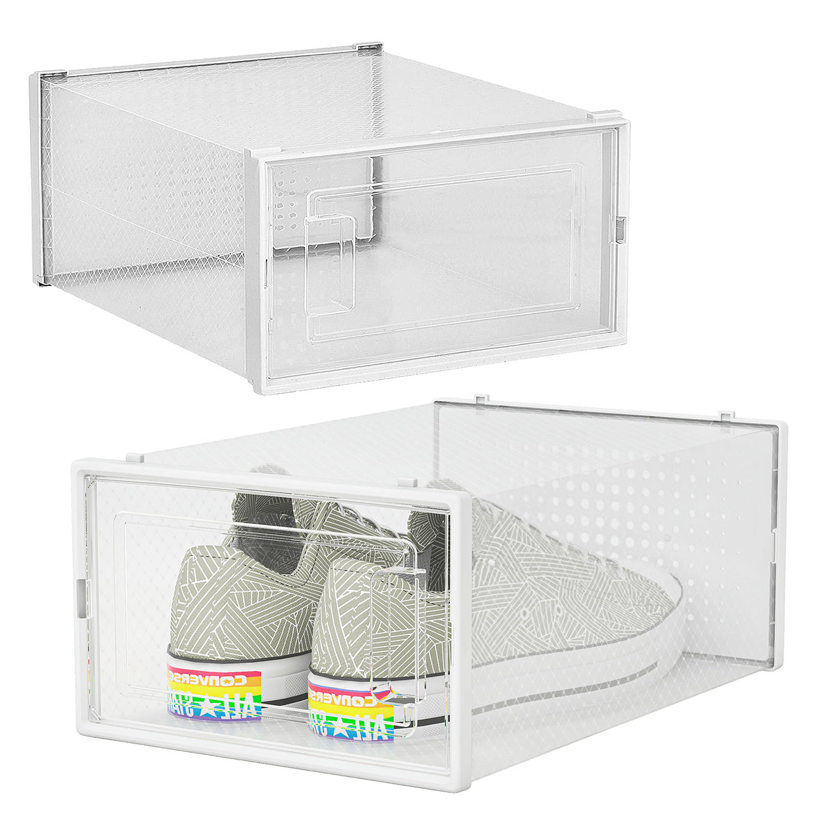 Clear Shoe Box Stackable Clickable Storage - Pack of 6 or 12