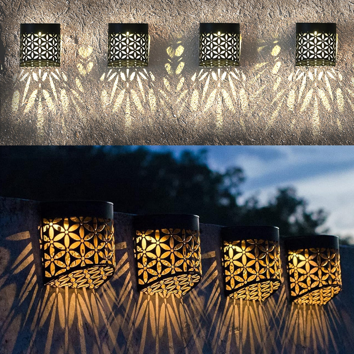 Set of 4 Moroccan Solar Wall Lights