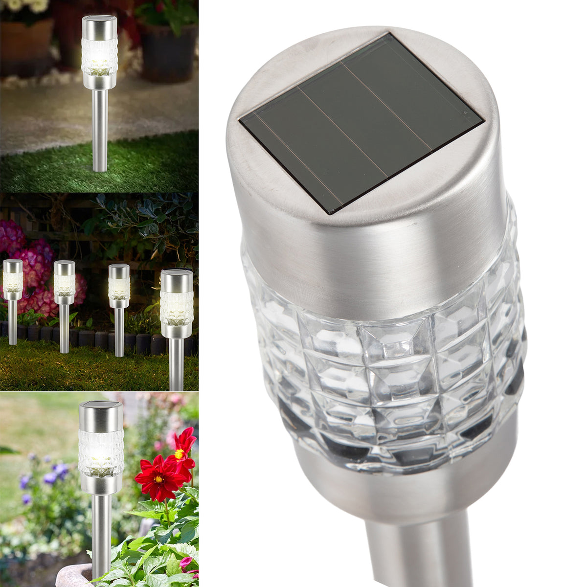 Solar Bollard Stake Lights – Regular or Large |  Pack of 1, 2 or 4