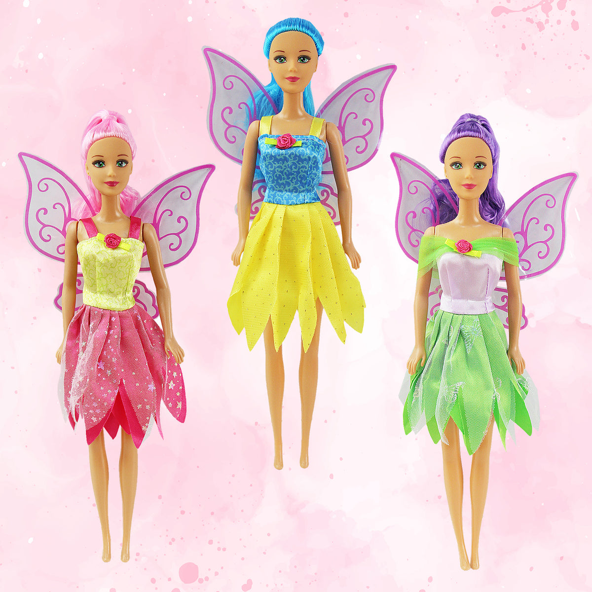 30cm Fairy Princess Doll with Colourful Hair & Wings | 1 Doll or Set of 3