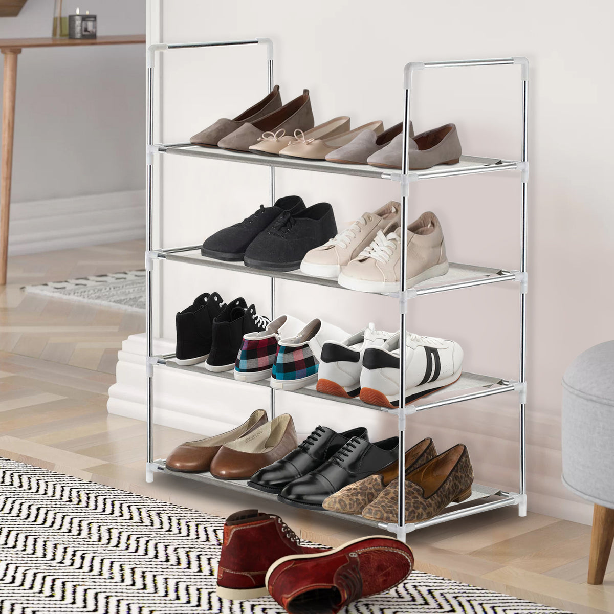 4, 6 or 8 Tier Shoe Rack Storage Unit with Shelves