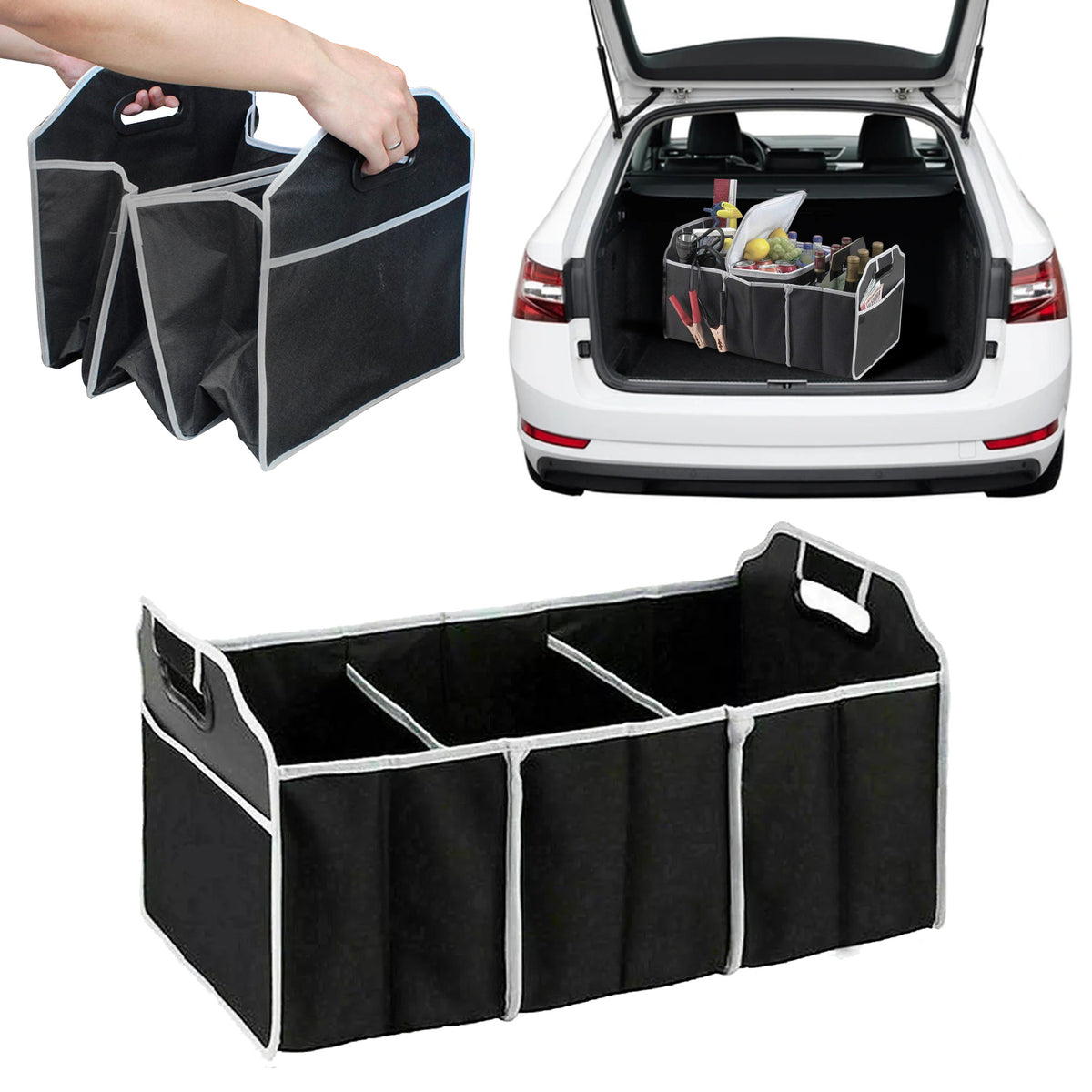 40L Black Foldable Car Boot Organiser -  Pack of 1 or 2