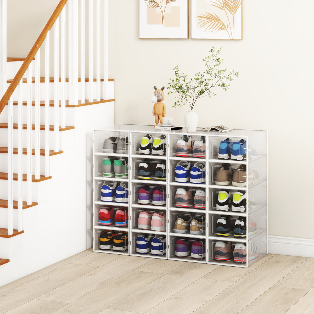 Clear Shoe Box Stackable Clickable Storage - Pack of 6 or 12