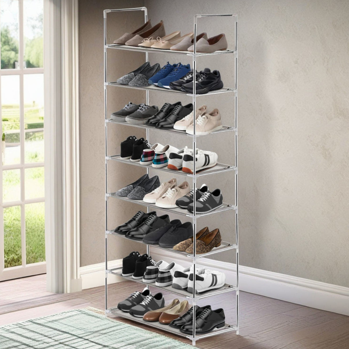 4, 6 or 8 Tier Shoe Rack Storage Unit with Shelves