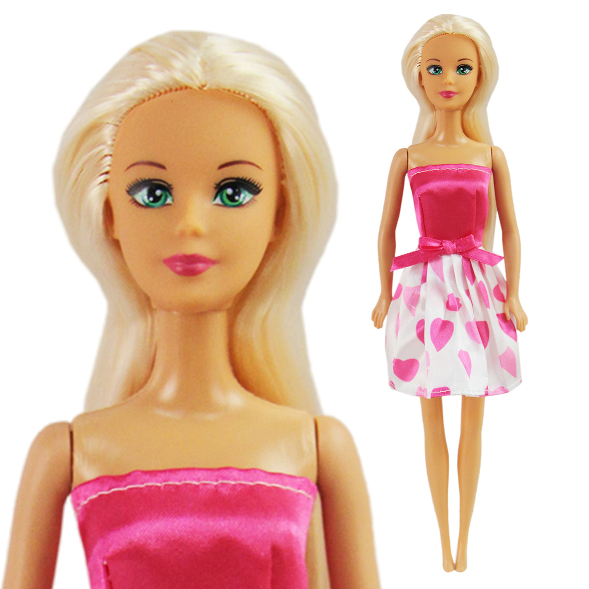30cm Fashion Doll with Heart-Themed Dress | 1 Doll or Set of 3