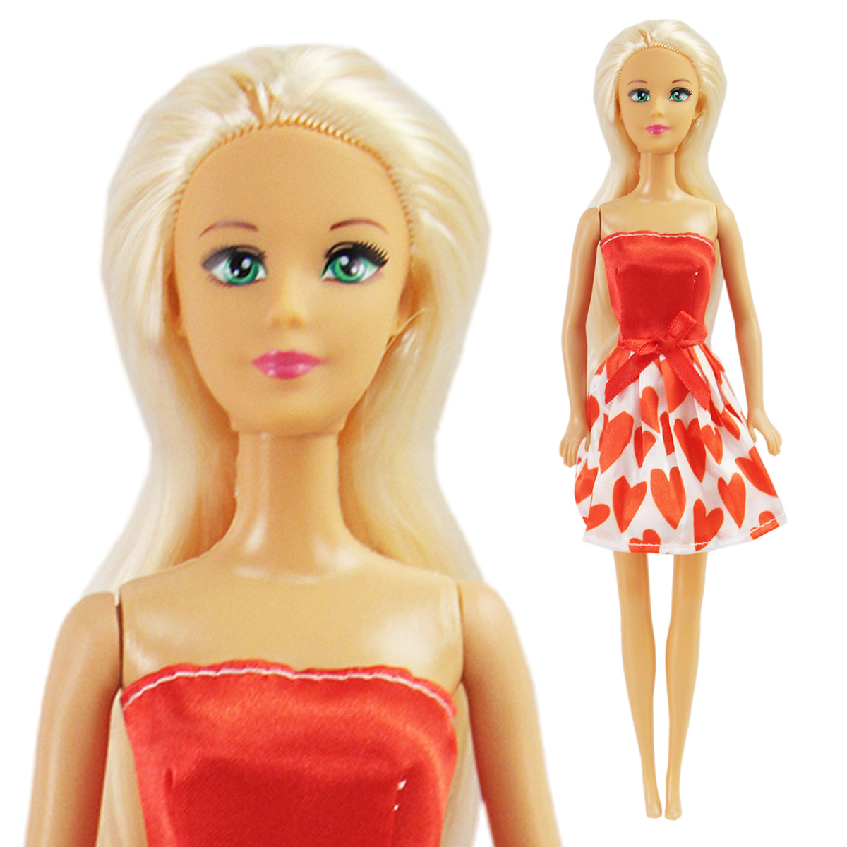 30cm Fashion Doll with Heart-Themed Dress | 1 Doll or Set of 3