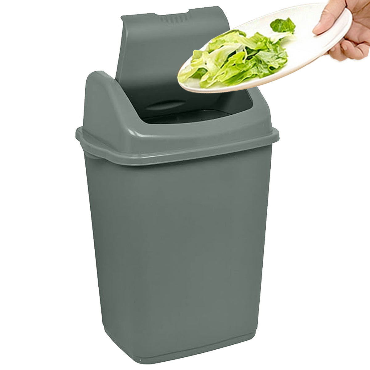 30 Litre Rectangular Bin with Swing Top Lid – Black or Silver