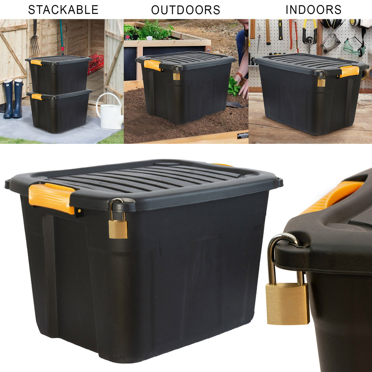 Parabox Lockable Heavy Duty Stackable Storage Box & Lid - 20L or 42L