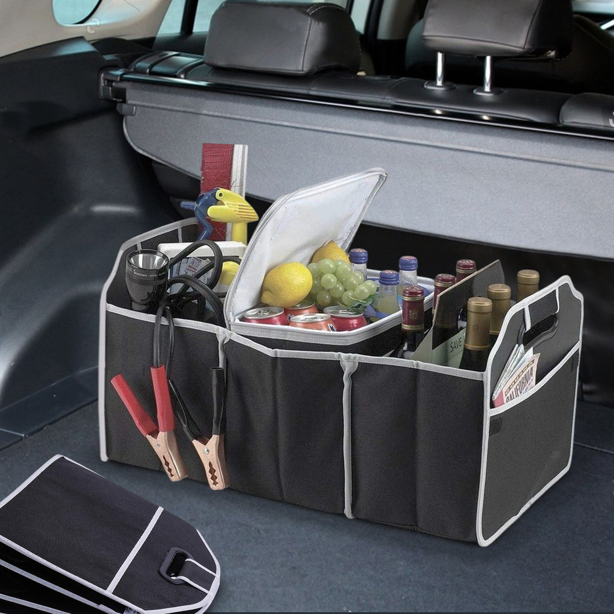 40L Black Foldable Car Boot Organiser -  Pack of 1 or 2