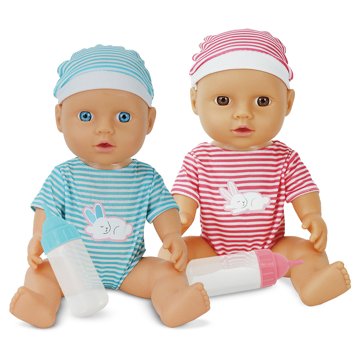 30cm Hard Body Baby Doll with Bottle | Pink or Blue Style