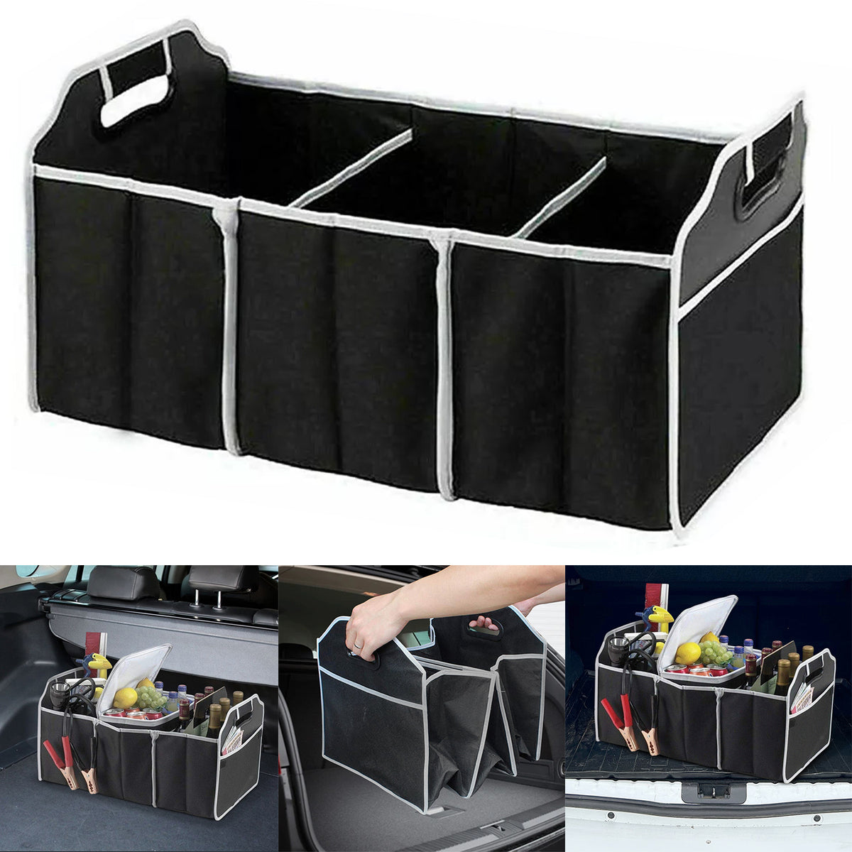 40L Black Foldable Car Boot Organiser -  Pack of 1 or 2