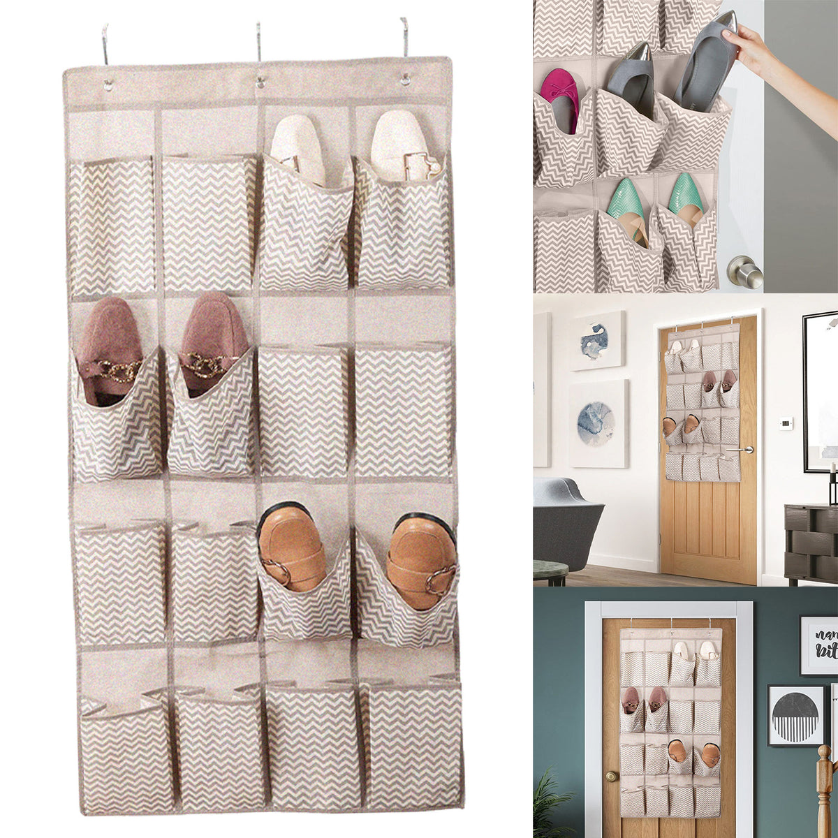 16 Pocket Over the Door Hanging Storage Organiser - Pack of 1 or 2