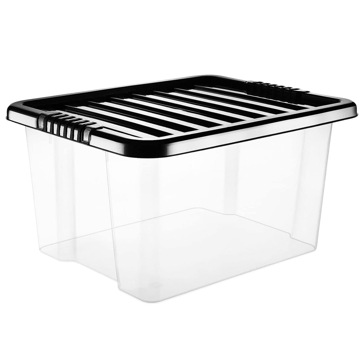 30L Clear Box with Black Lid by STASH'D Storage – Pack of 1 or 4