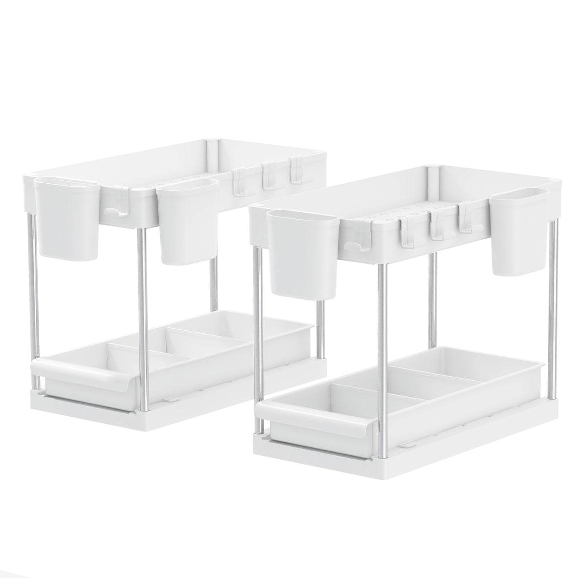 Set of 2 Under sink Storage Organisers with Sliding Shelf– Black or White