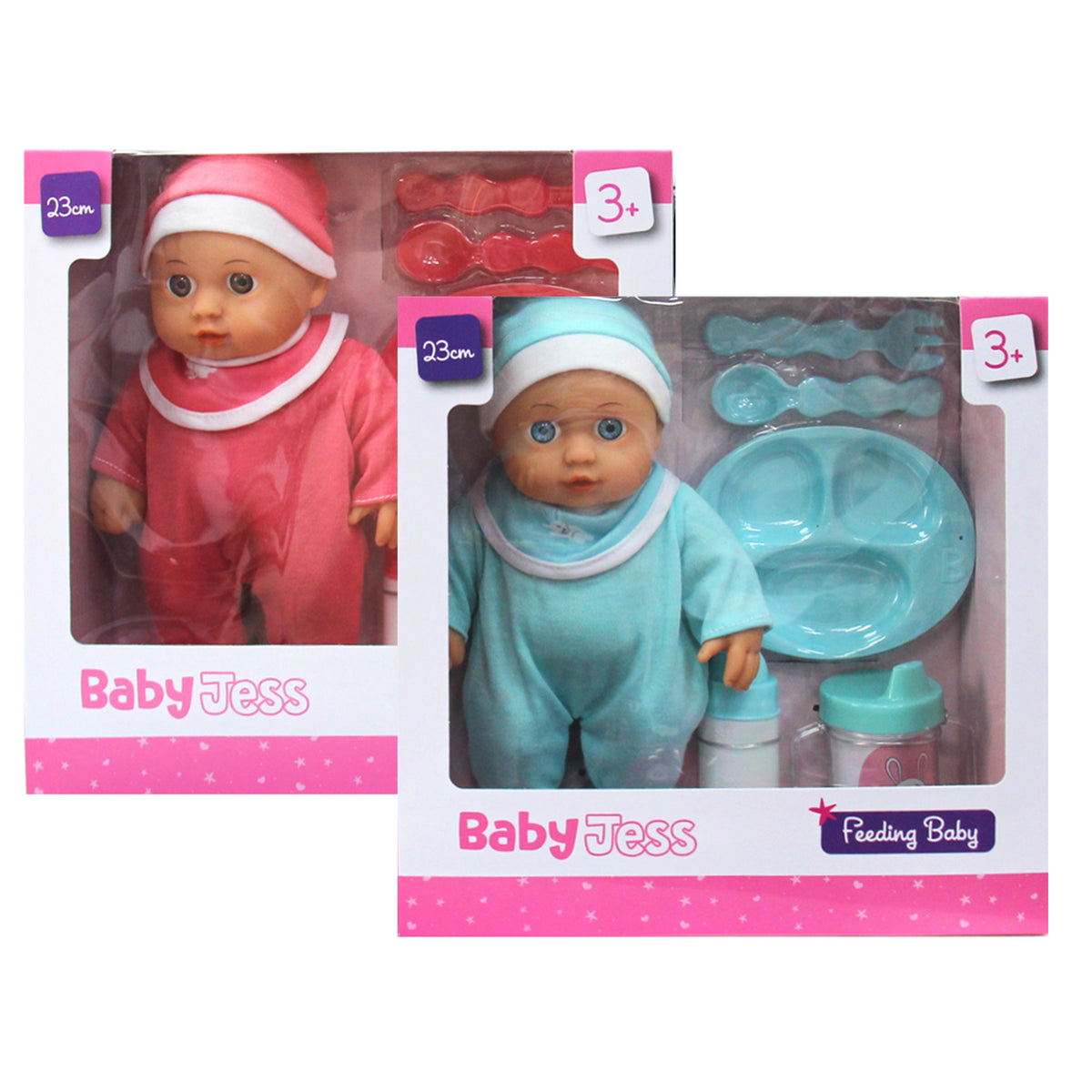 23cm Baby Doll with Accessories | Pink or Blue Set