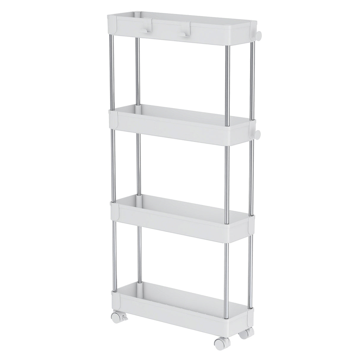 4 Tier Slim Storage Trolley with Wheels – Black or White