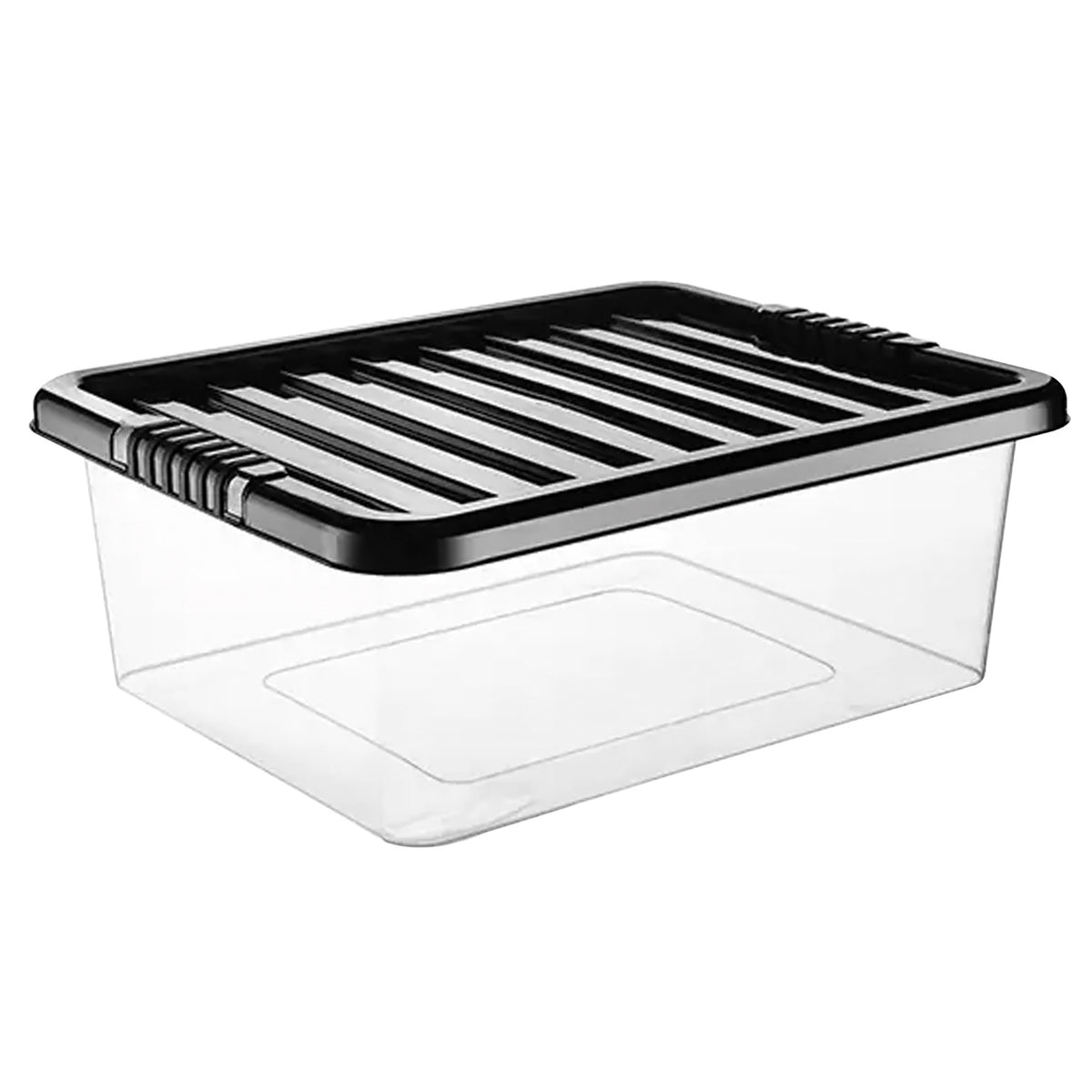 30L Underbed Clear Box with Black Lid by STASH'D Storage –  Pack of 1 or 4