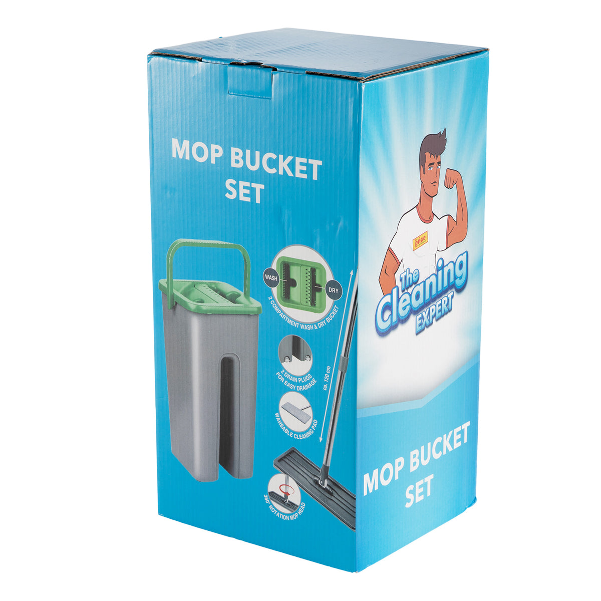 All-in-One Flat Mop with Bucket & Refill by The Cleaning Expert