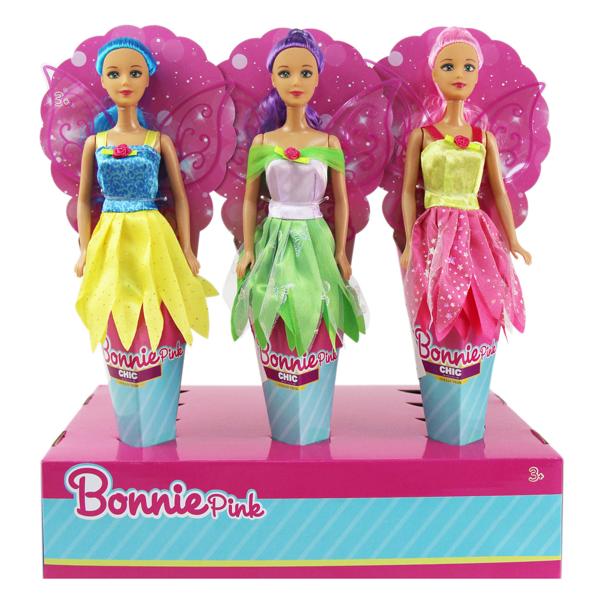 30cm Fairy Princess Doll with Colourful Hair & Wings | 1 Doll or Set of 3