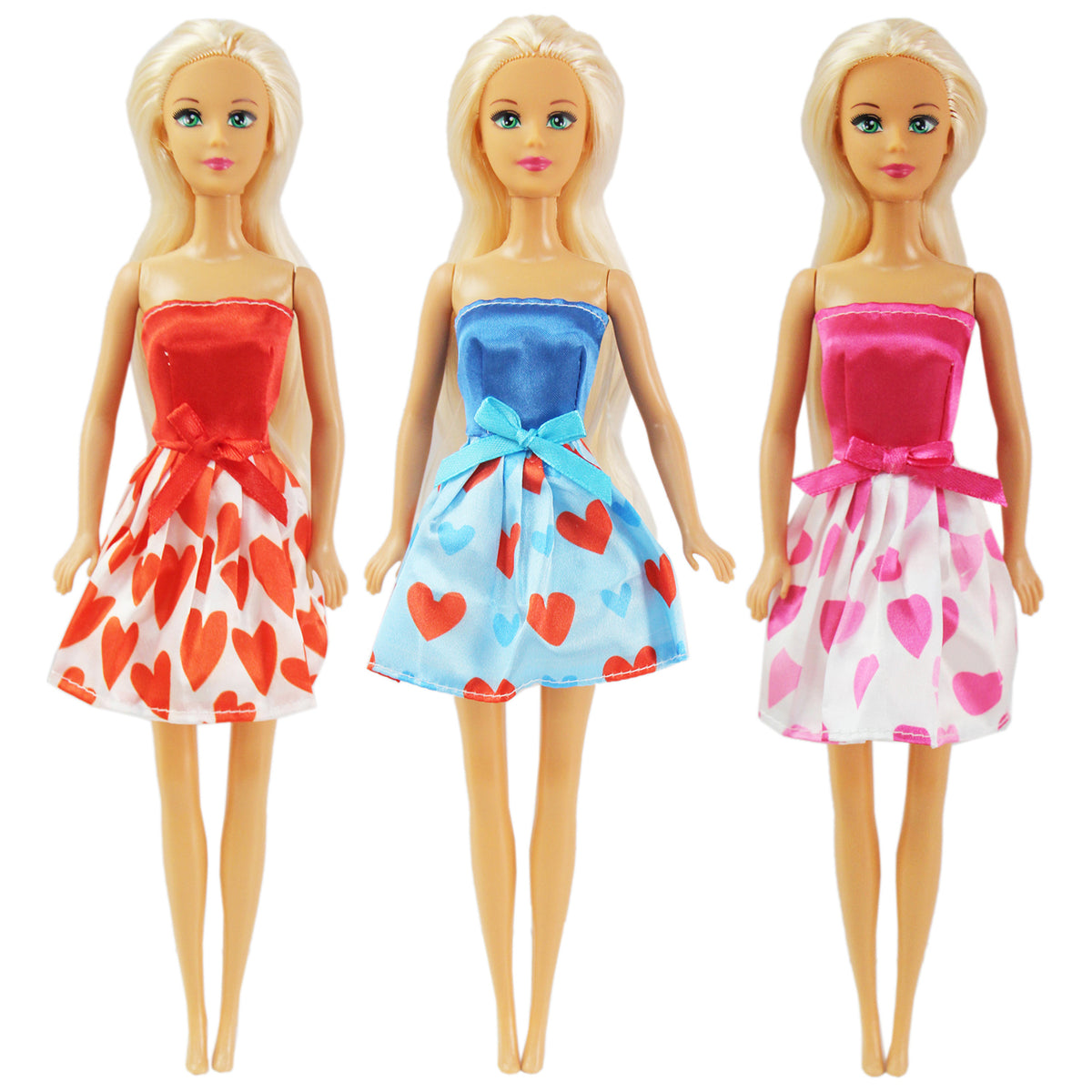 30cm Fashion Doll with Heart-Themed Dress | 1 Doll or Set of 3