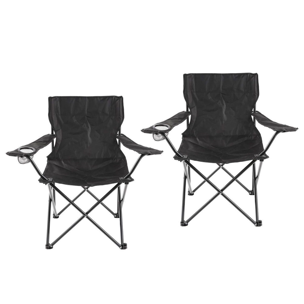 Black Folding Camping Chair with Carry Bag - Pack of 1, 2, 4 or 6
