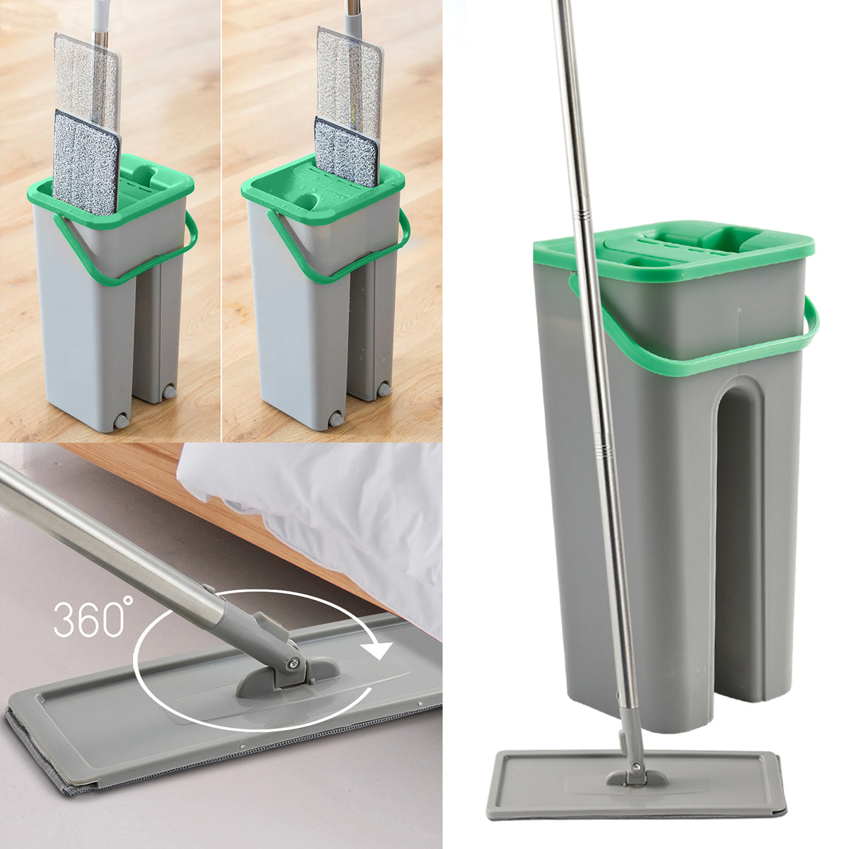 All-in-One Flat Mop with Bucket & Refill by The Cleaning Expert