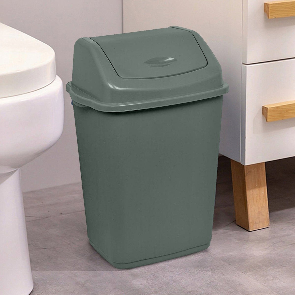 30 Litre Rectangular Bin with Swing Top Lid – Black or Silver