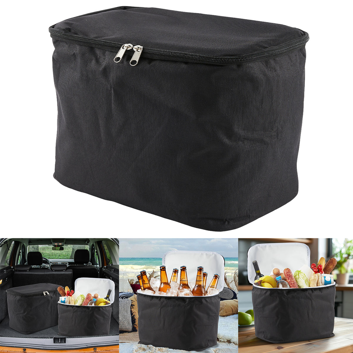 15L Black Insulated Cooler Bag - Pack of 1 or 2