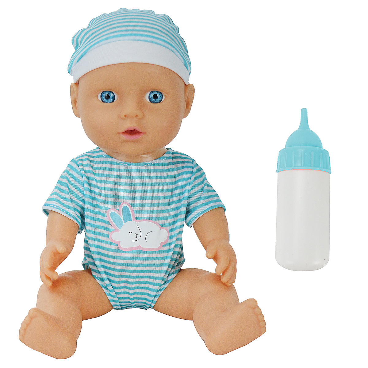 30cm Hard Body Baby Doll with Bottle | Pink or Blue Style