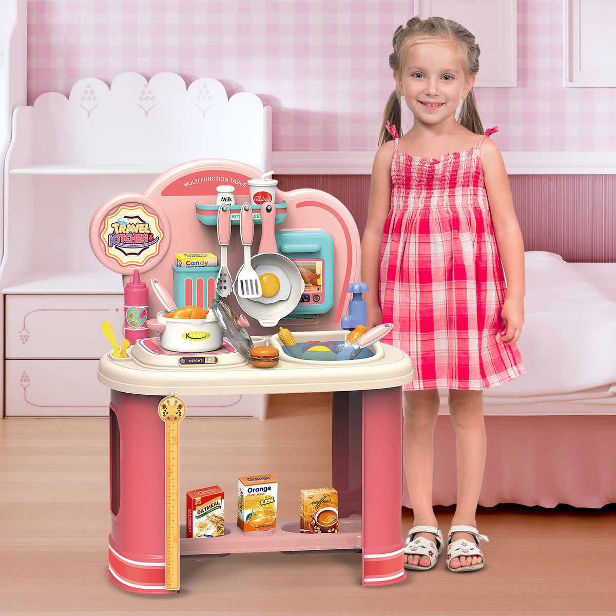 Pink Kids Kitchen Play Station