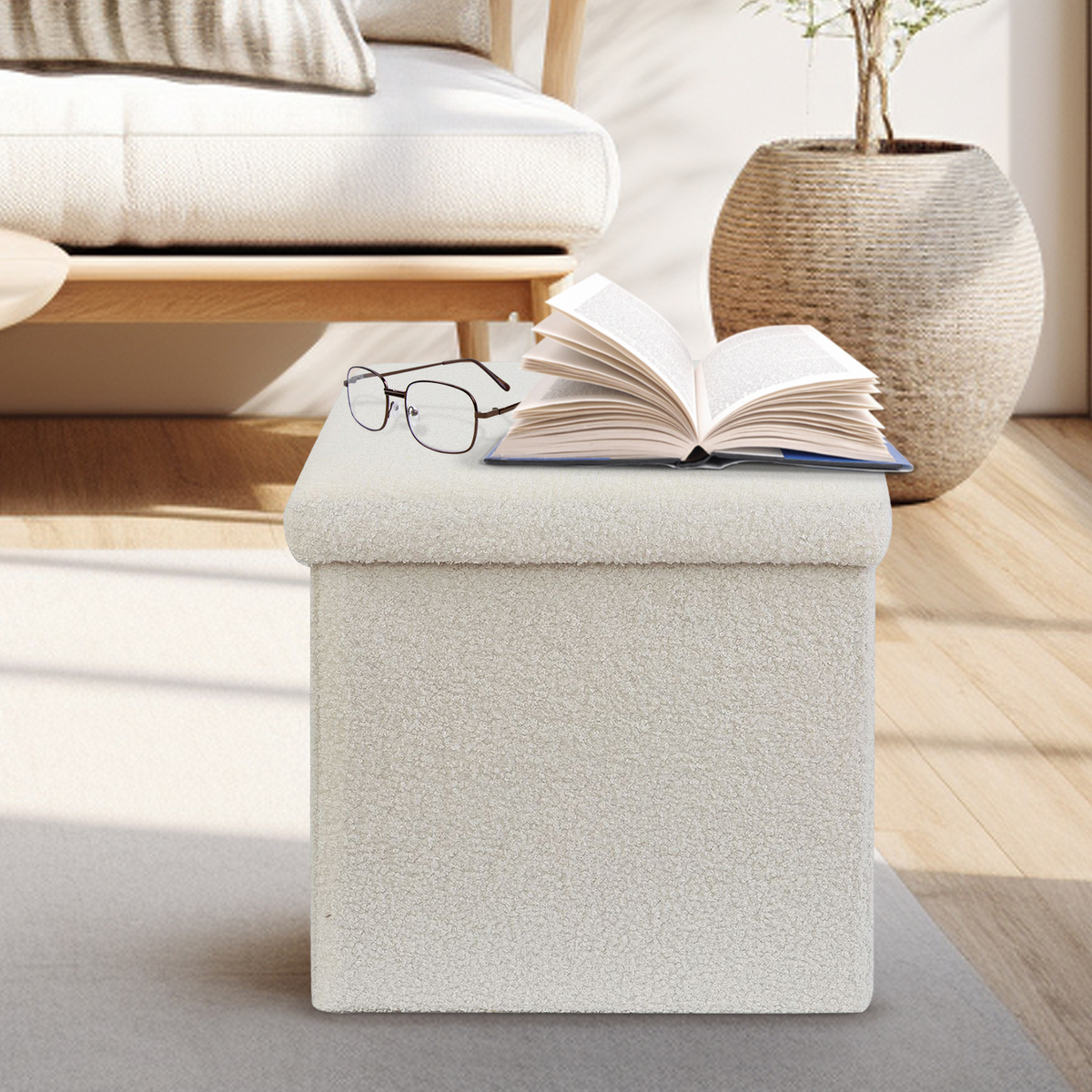 Teddy Boucle Storage Footstool by Daniel James