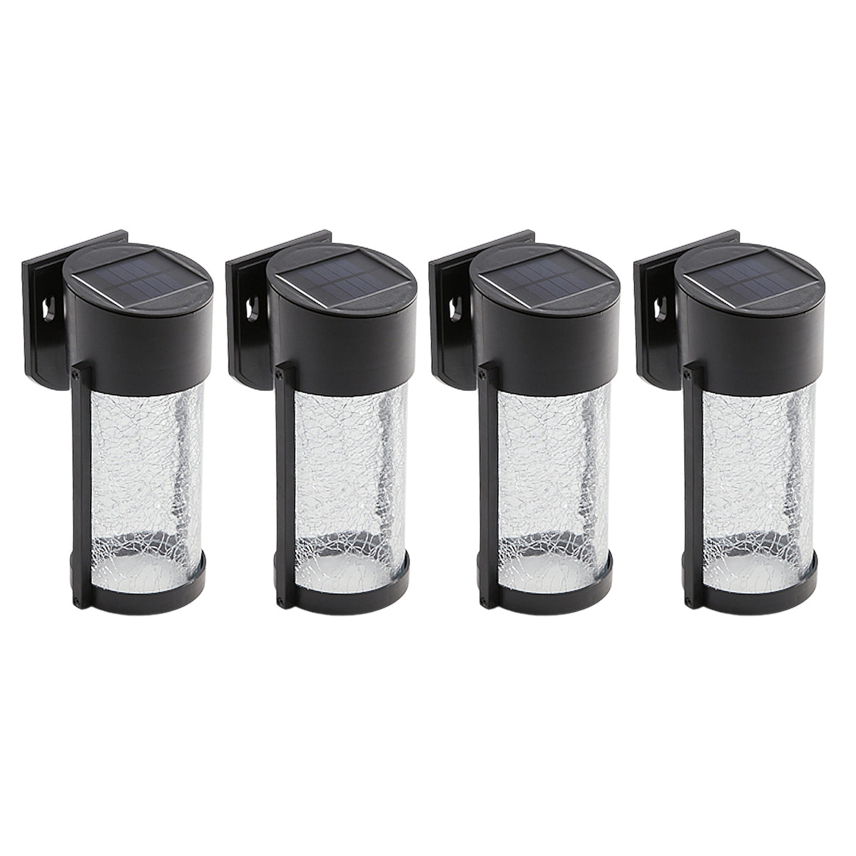 Set of 2 Solar Crackled Glass Wall Lights