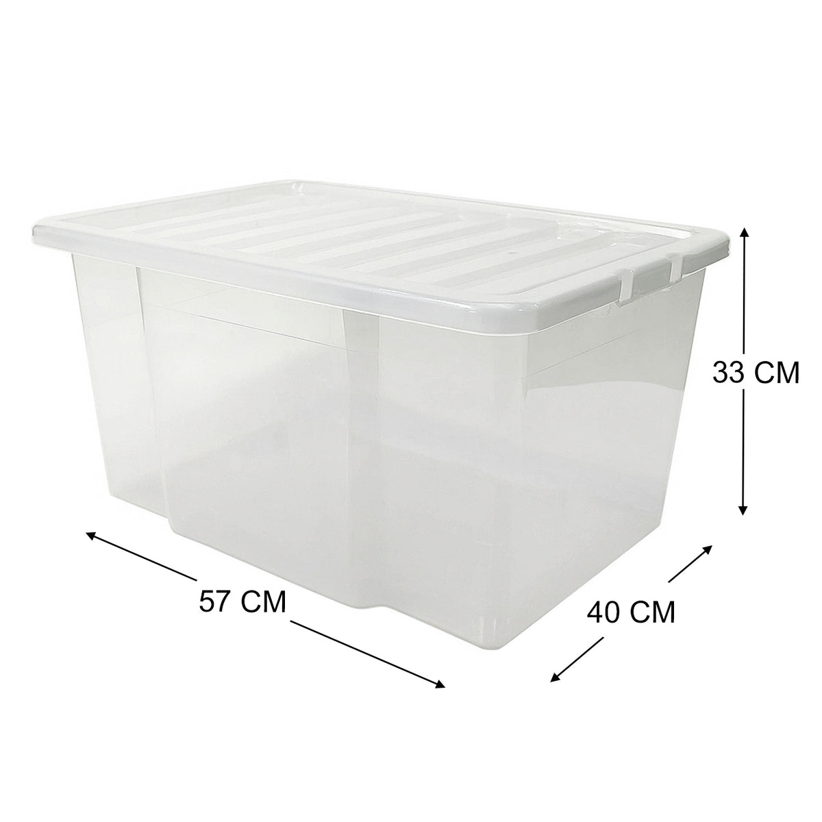 50L Clear Plastic Box with Clear Lid by STASH'D Storage –  Pack of 1 or 3
