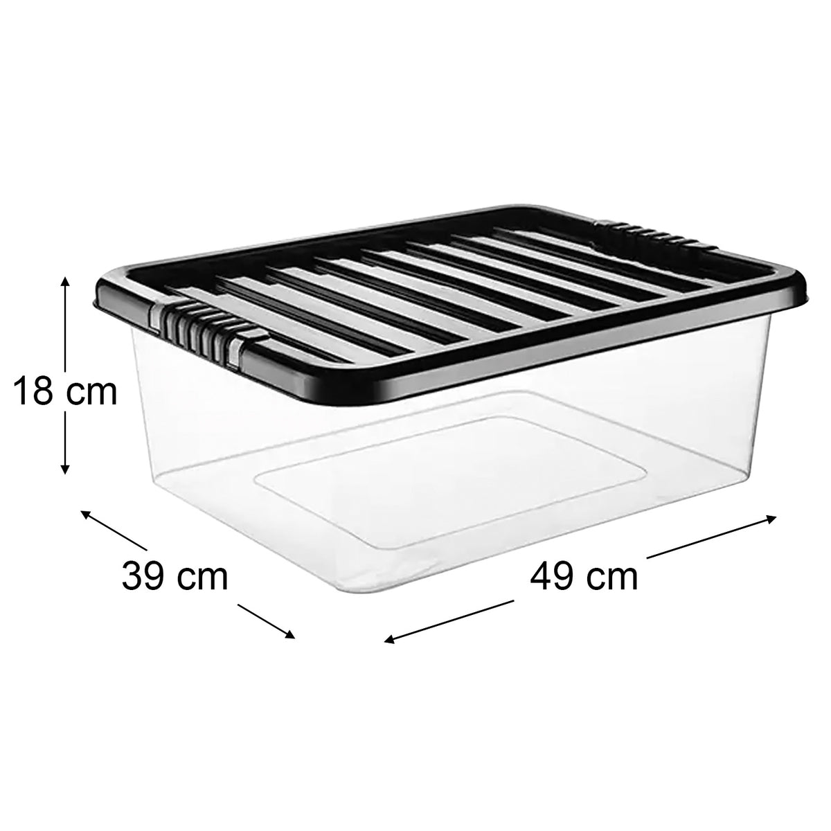 30L Underbed Clear Box with Black Lid by STASH'D Storage –  Pack of 1 or 4