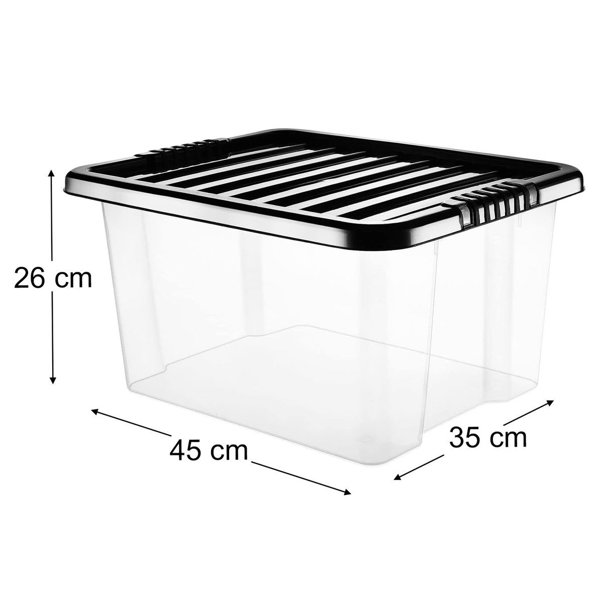 30L Clear Box with Black Lid by STASH'D Storage – Pack of 1 or 4