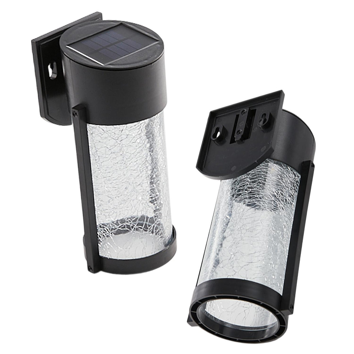 Set of 2 Solar Crackled Glass Wall Lights