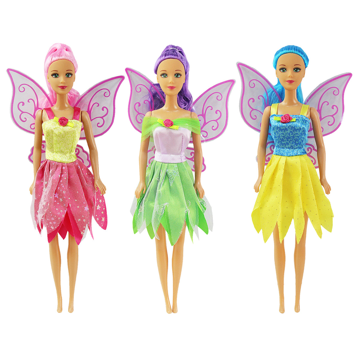 30cm Fairy Princess Doll with Colourful Hair & Wings | 1 Doll or Set of 3
