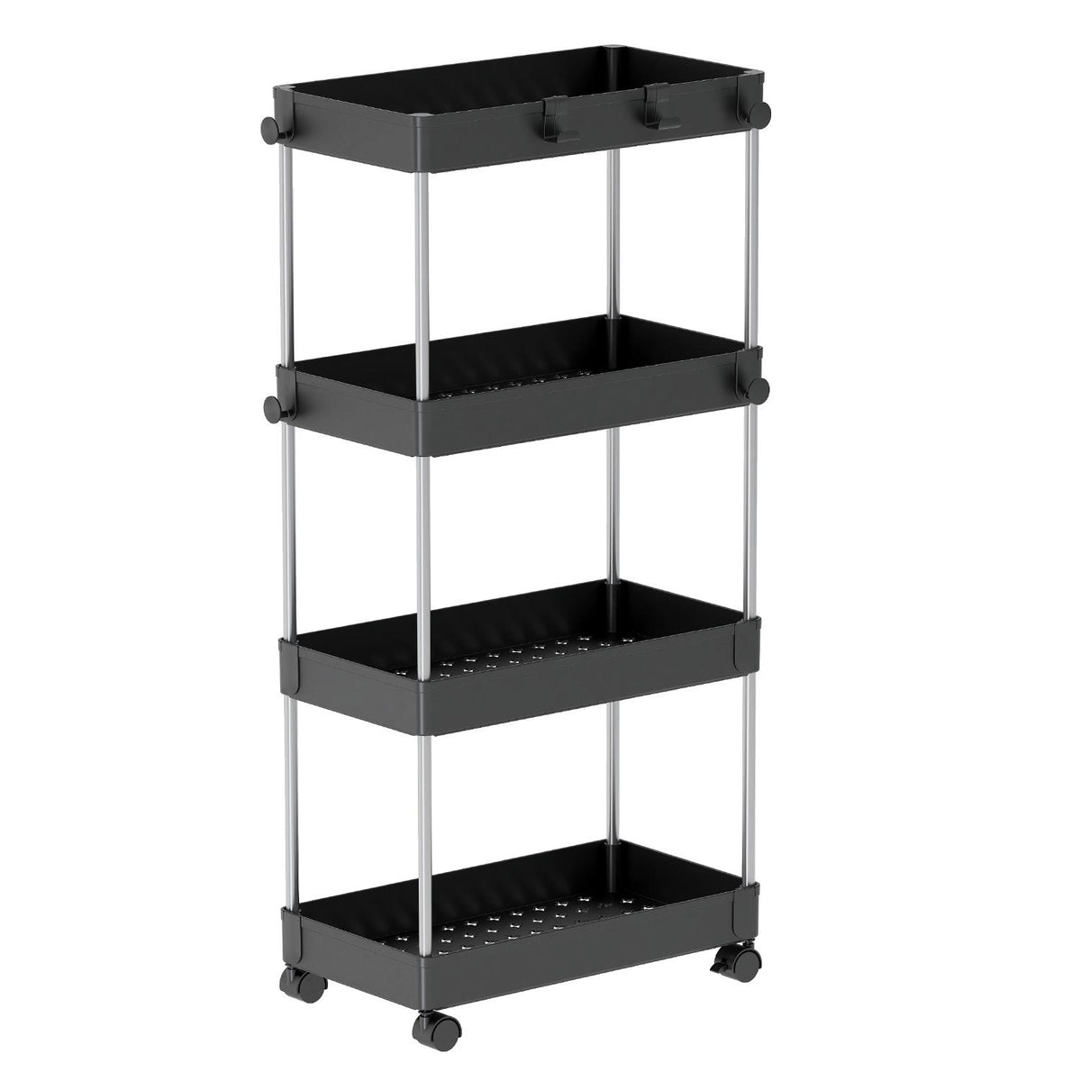 4 Tier Wide Storage Trolley with Wheels – Black or White