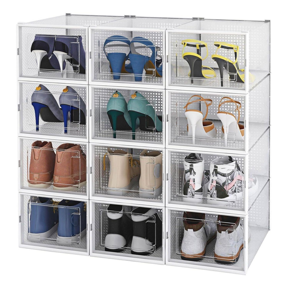 Clear Shoe Box Stackable Clickable Storage - Pack of 6 or 12
