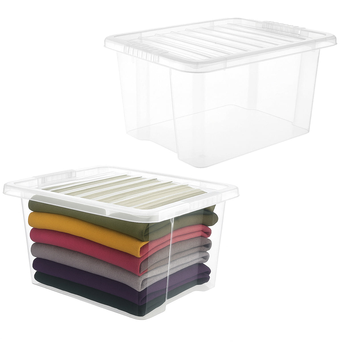30L Clear Box with Clear Lid by STASH'D Storage –  Pack of 1 or 4