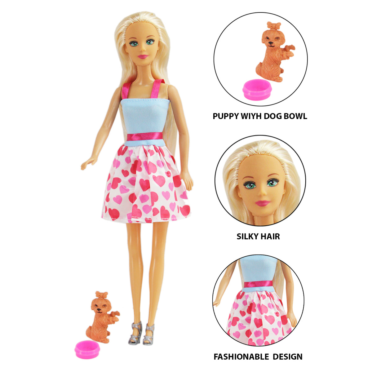 30cm Doll with Pet Dog & Accessories Gift Set