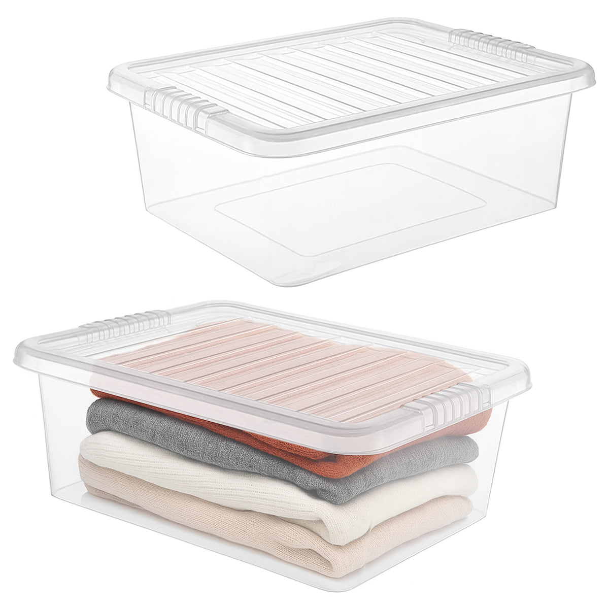 30L Underbed Clear Box with Clear Lid by STASH'D Storage – Pack of 1 or 4
