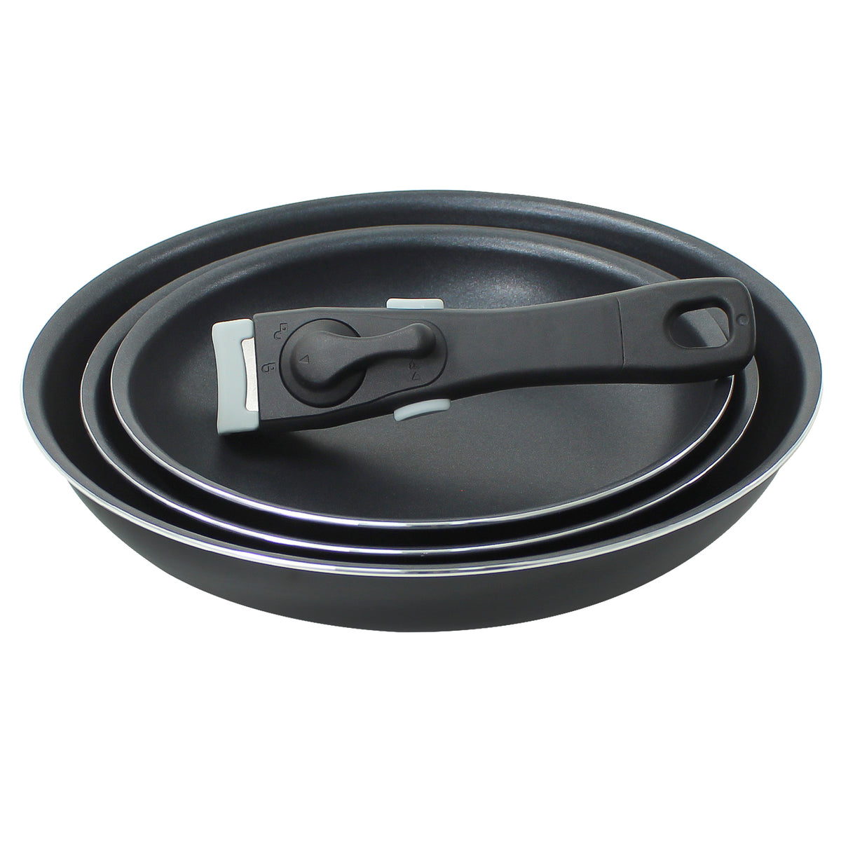 3 Piece Non Stick Frying Pan Set with Detachable Handle