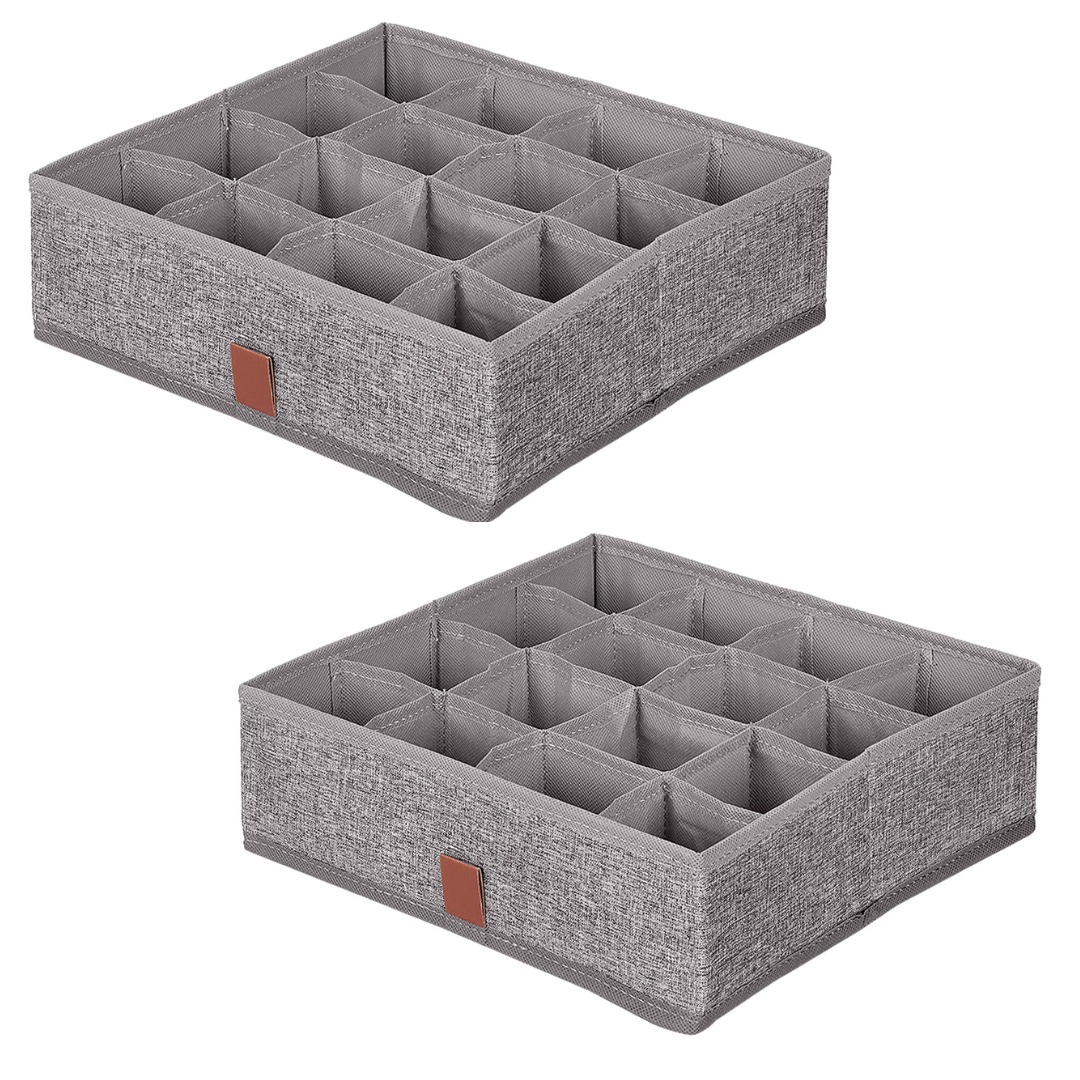 Grey 16 Section Drawer Organiser - Pack of 1 or 2