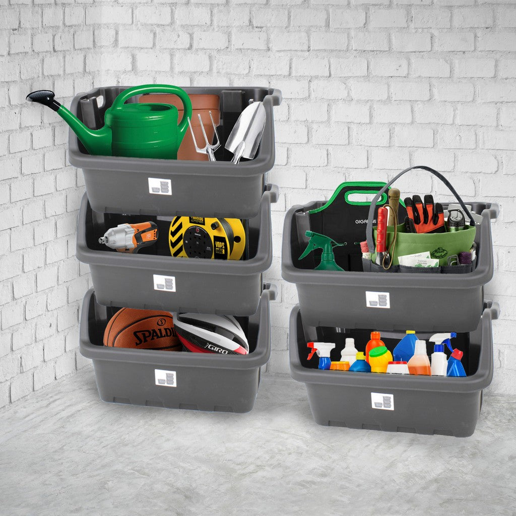 Hard Plastic Black Stackable Storage Bins